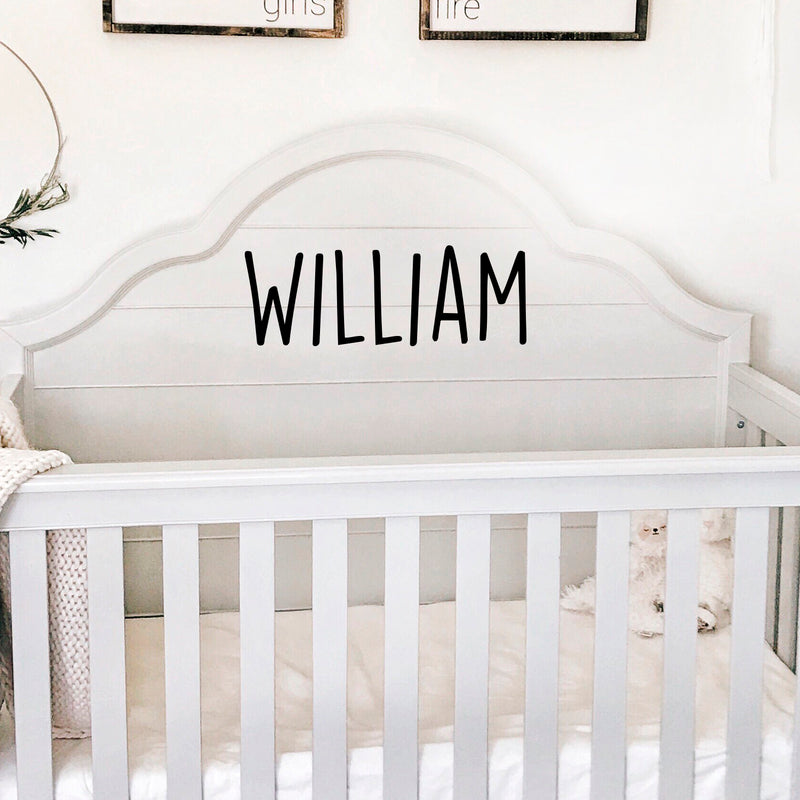 Vinyl Wall Art Decal Boys Custom Name - ’William’ Custom Text Name - 12" x 34" - Little Boys Bedroom Vinyl Wall Decals - Cute Wall Art Decals for Baby Boy Nursery Room Decor (12" x 34"; Black Text) Black 12" x 34"