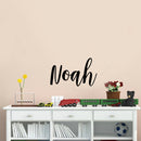 Vinyl Wall Art Decal Boys Custom Name - ’NOAH’ Custom Text Name - Little Boys Bedroom Vinyl Wall Decals - Cute Wall Art Decals for Baby Boy Nursery Room Decor (12" x 23"; Black Cursive)   2