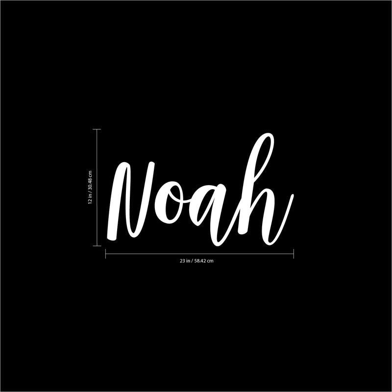 Vinyl Wall Art Decal Boys Custom Name - ’NOAH’ Custom Text Name - 12" x 23" - Little Boys Bedroom Vinyl Wall Decals - Cute Wall Art Decals for Baby Boy Nursery Room Decor (12" x 23"; White Cursive) White 12" x 23"