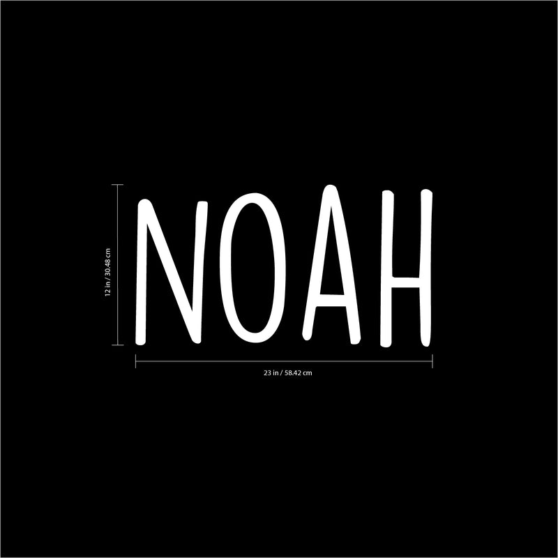 Vinyl Wall Art Decal Boys Custom Name - ’NOAH’ Custom Text Name - 12" x 23" - Little Boys Bedroom Vinyl Wall Decals - Cute Wall Art Decals for Baby Boy Nursery Room Decor (12" x 23"; White Text) White 12" x 23" 3