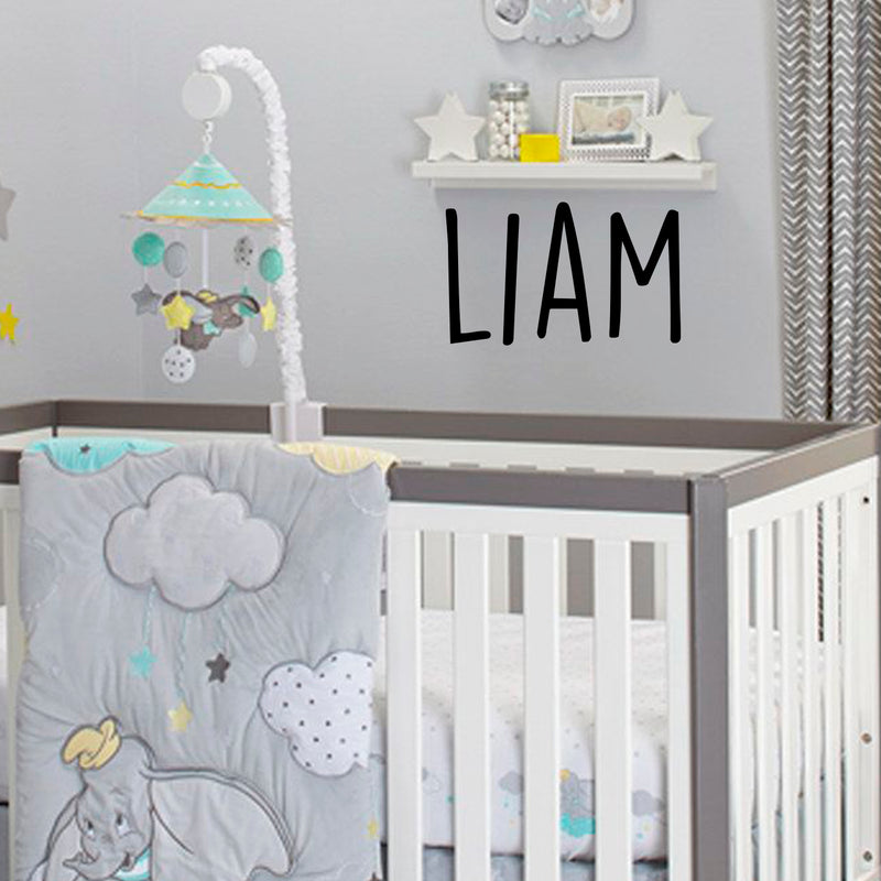 Vinyl Wall Art Decal Boys Custom Name - ’Liam’ Custom Text Name- 12" x 23" - Little Boys Bedroom Vinyl Wall Decals - Cute Wall Art Decals for Baby Boy Nursery Room Decor (12" x 23"; Black Text) Black 12" x 23" 2