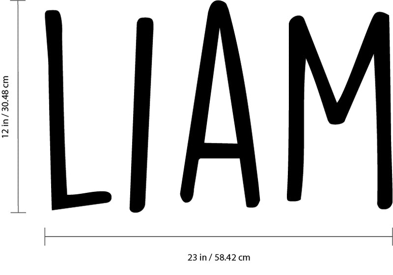 Vinyl Wall Art Decal Boys Custom Name - ’Liam’ Custom Text Name- 12" x 23" - Little Boys Bedroom Vinyl Wall Decals - Cute Wall Art Decals for Baby Boy Nursery Room Decor (12" x 23"; Black Text) Black 12" x 23" 3