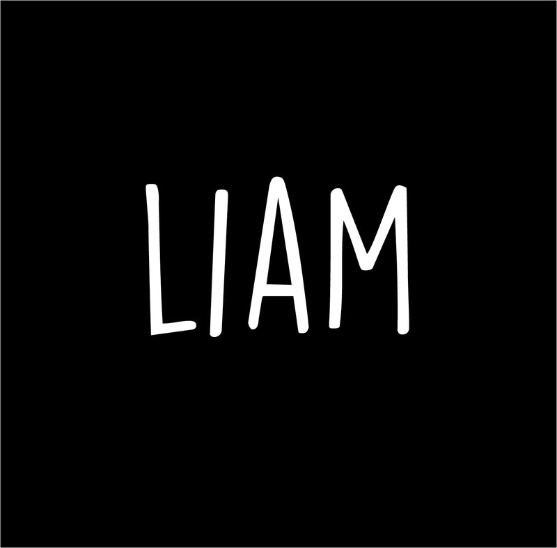 Vinyl Wall Art Decal Boys Custom Name - ’Liam’ Custom Text Name- 12" x 23" - Little Boys Bedroom Vinyl Wall Decals - Cute Wall Art Decals for Baby Boy Nursery Room Decor (12" x 23"; White Text) White 12" x 23" 4