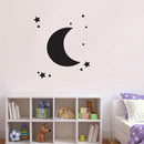 Vinyl Wall Art Decal - Moon and Stars - Unisex Room Moon And Stars Vinyl Wall Decals - Nursery Peel Off Stickers Decor - Children's Room Moon and Stars Sticker Decal