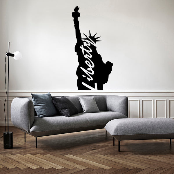 Pulse Vinyl Vinyl Wall Art Decal - Statue of Liberty Sign - I Love New York Contemporary Sign Decoration Wall Art - Business Wall Decor - Modern Interior Wall Art (45" x 23"; White)