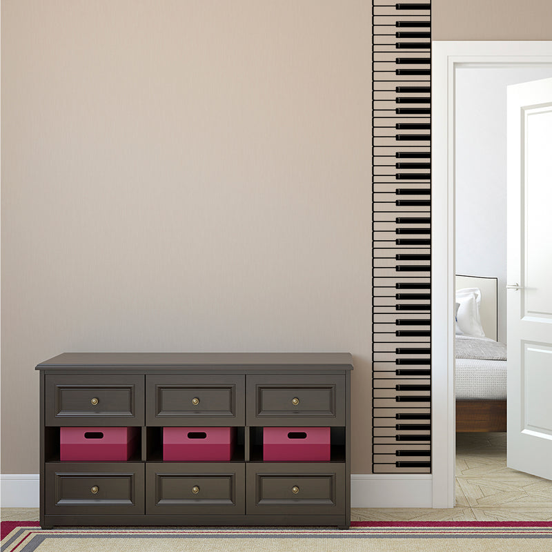 Vinyl Wall Art Decal - Piano Keys Design - 44" x 8" Decoration Vinyl Sticker - Unisex Musician Wall Art Decal - Modern Music Instrument Decal - Indoor Outdoor Stencil Adhesive (44" x 8"; Black) Black 44" x 8" 2