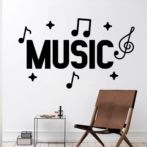 Vinyl Wall Art Decal - Music and Musical Notations - Decoration Vinyl Sticker - Unisex Musician Wall Art Decal - Music Notations Decal - Stencil Adhesive (23" x 38"; White)