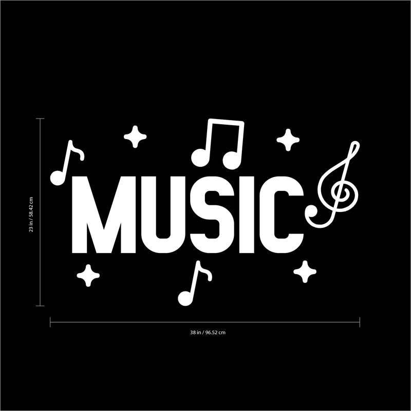 Vinyl Wall Art Decal - Music and Musical Notations - 23" x 38" Decoration Vinyl Sticker - Unisex Musician Wall Art Decal - Music Notations Decal - Stencil Adhesive (23" x 38"; White) White 23" x 38" 2