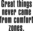 Vinyl Art Wall Decal - Great Things Never Came from Comfort Zones - 23" x 25" - Motivational Life Quotes - Home and Office Wall Decor - Inspirational Gym Fitness Words Sayings Sticker Decal Signs Black 23" x 25"