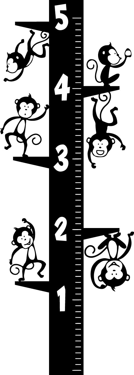 Vinyl Wall Art Decal - Measuring Monkeys Growth Chart - 5 Foot Height Cute Animal Adhesives - Unisex Kids Room Play Area Daycare Wall Window Decoration   4