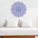 Vinyl Wall Art Decal - Mandala Figure - 23" x 23" - Adhesive Vinyl Sticker Decals - Home Apartment Workplace Decor - Yoga Studio Namaste Meditation Mandala Bohemian Flower (23" x 23"; Blue) Blue 23" x 23"