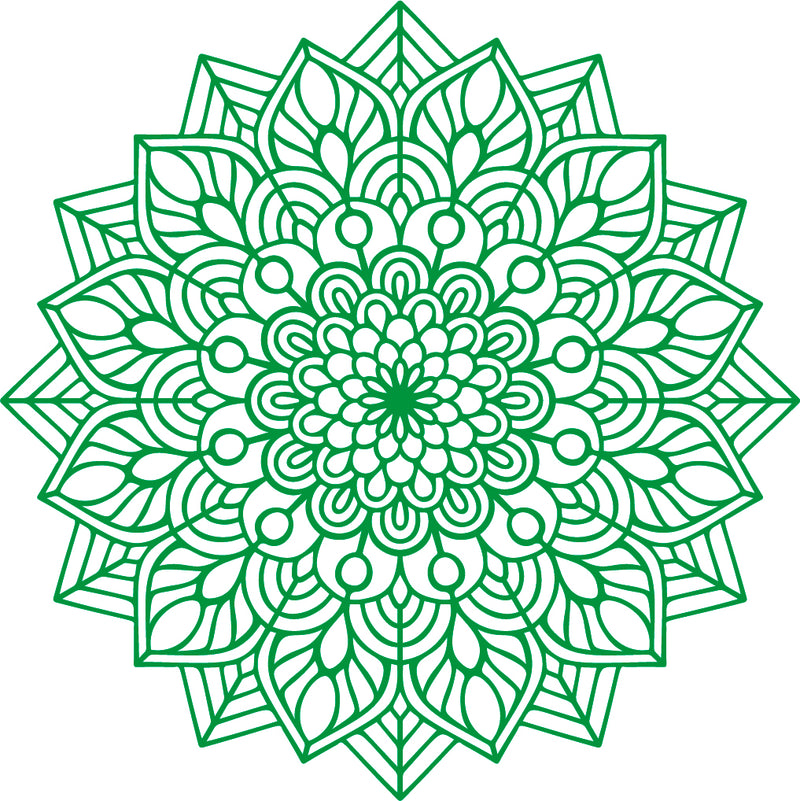 Vinyl Wall Art Decal - Mandala Figure - 23" x 23" - Adhesive Vinyl Sticker Decals - Home Apartment Workplace Decor - Yoga Studio Namaste Meditation Mandala Bohemian Flower (23" x 23"; Green) Green 23" x 23" 4