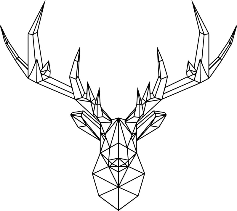 Vinyl Wall Art Decal - Geometric Deer Head - 23" x 26" - Home Decor for Living Room Bedroom Boys Room - Peel and Stick Stencil Sticker Decals (23" x 26"; Black) Black 32" x 23" 4