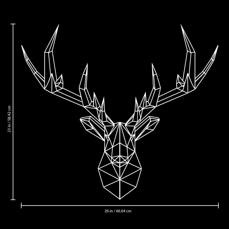 Vinyl Wall Art Decal - Geometric Deer Head - 23" x 26" - Home Decor for Living Room Bedroom Boys Room - Peel and Stick Stencil Sticker Decals (23" x 26"; White) White 32" x 23" 3