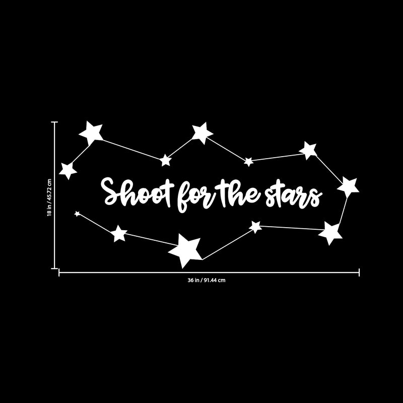 Vinyl Wall Art Decal - Shoot for The Stars - 18" x 36" - Charming Bedroom Stickers - Unisex Children’s Room Stars Constellation Stencil Adhesive Quotes for Home Decor (18" x 36"; White Text) White 18" x 36" 3