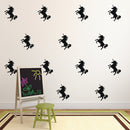 Set of 20 Vinyl Wall Art Decals - Unicorns Pattern - 5" x 4" Each - Beautiful Girly Stencil Adhesives - Decal for Girls Teens Nursery Living Room Bedroom Dorm Room Decor (5" x 4" Each; Black) Black 5" x 4" each