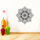 Vinyl Wall Art Decal - Flower Mandala - Adhesive Vinyl Sticker Decals - Home Apartment Workplace Decor - Yoga Studio Namaste Meditation Mandala Bohemian Flower   2