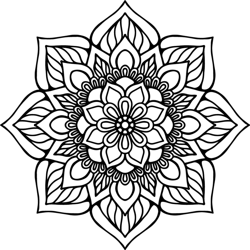 Vinyl Wall Art Decal - Flower Mandala - 23" x 23" - Adhesive Vinyl Sticker Decals - Home Apartment Workplace Decor - Yoga Studio Namaste Meditation Mandala Bohemian Flower (23" x 23"; Black) Black 23" x 23" 4