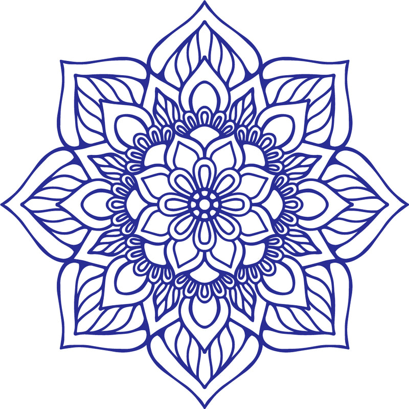 Vinyl Wall Art Decal - Flower Mandala - 23" x 23" - Adhesive Vinyl Sticker Decals - Home Apartment Workplace Decor - Yoga Studio Namaste Meditation Mandala Bohemian Flower (23" x 23"; Blue) Blue 23" x 23" 4