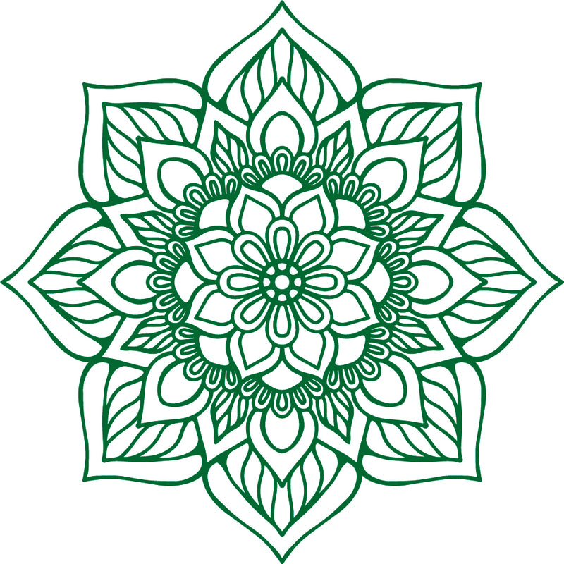 Vinyl Wall Art Decal - Flower Mandala - 23" x 23" - Adhesive Vinyl Sticker Decals - Home Apartment Workplace Decor - Yoga Studio Namaste Meditation Mandala Bohemian Flower (23" x 23"; Green) Green 23" x 23" 4