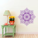 Vinyl Wall Art Decal - Flower Mandala - 23" x 23" - Adhesive Vinyl Sticker Decals - Home Apartment Workplace Decor - Yoga Studio Namaste Meditation Mandala Bohemian Flower (23" x 23"; Purple) Purple 23" x 23"