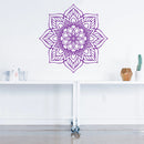 Vinyl Wall Art Decal - Flower Mandala - 23" x 23" - Adhesive Vinyl Sticker Decals - Home Apartment Workplace Decor - Yoga Studio Namaste Meditation Mandala Bohemian Flower (23" x 23"; Purple) Purple 23" x 23" 2