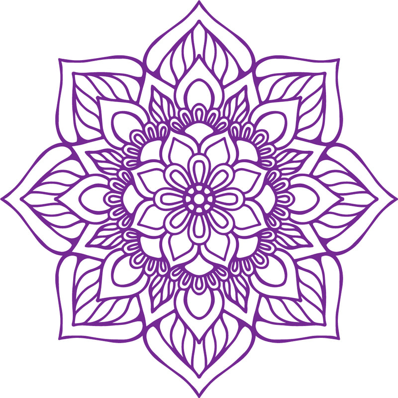 Vinyl Wall Art Decal - Flower Mandala - 23" x 23" - Adhesive Vinyl Sticker Decals - Home Apartment Workplace Decor - Yoga Studio Namaste Meditation Mandala Bohemian Flower (23" x 23"; Purple) Purple 23" x 23" 4