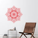 Vinyl Wall Art Decal - Flower Mandala - 23" x 23" - Adhesive Vinyl Sticker Decals - Home Apartment Workplace Decor - Yoga Studio Namaste Meditation Mandala Bohemian Flower (23" x 23"; Red) Red 23" x 23" 2