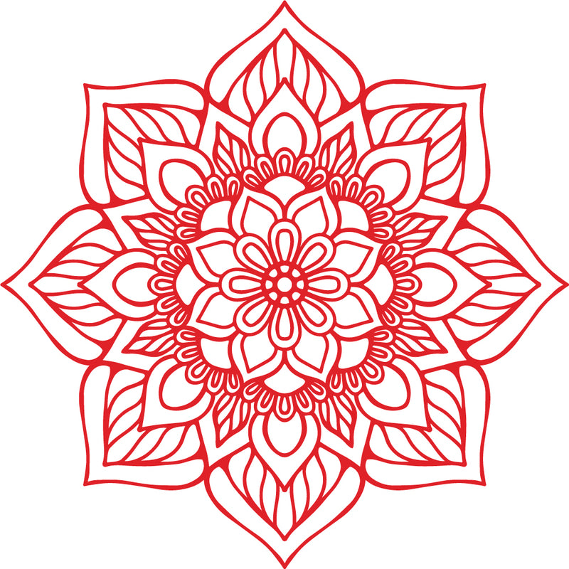 Vinyl Wall Art Decal - Flower Mandala - 23" x 23" - Adhesive Vinyl Sticker Decals - Home Apartment Workplace Decor - Yoga Studio Namaste Meditation Mandala Bohemian Flower (23" x 23"; Red) Red 23" x 23" 4