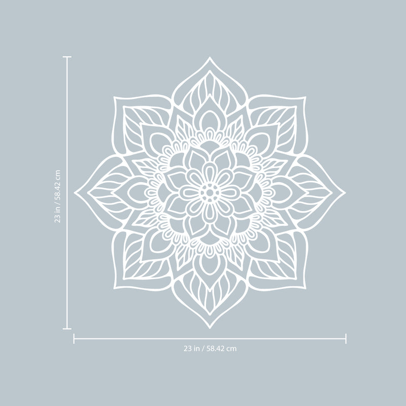 Vinyl Wall Art Decal - Flower Mandala - 23" x 23" - Adhesive Vinyl Sticker Decals - Home Apartment Workplace Decor - Yoga Studio Namaste Meditation Mandala Bohemian Flower (23" x 23"; White) White 23" x 23" 3