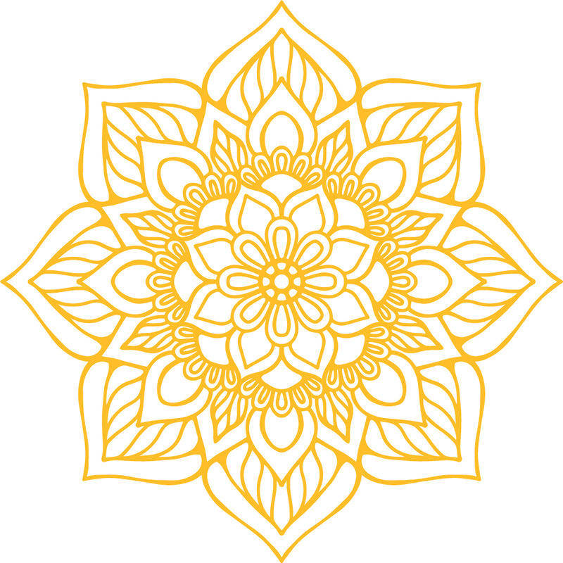 Vinyl Wall Art Decal - Flower Mandala - 23" x 23" - Adhesive Vinyl Sticker Decals - Home Apartment Workplace Decor - Yoga Studio Namaste Meditation Mandala Bohemian Flower (23" x 23"; Yellow) Yellow 23" x 23" 4