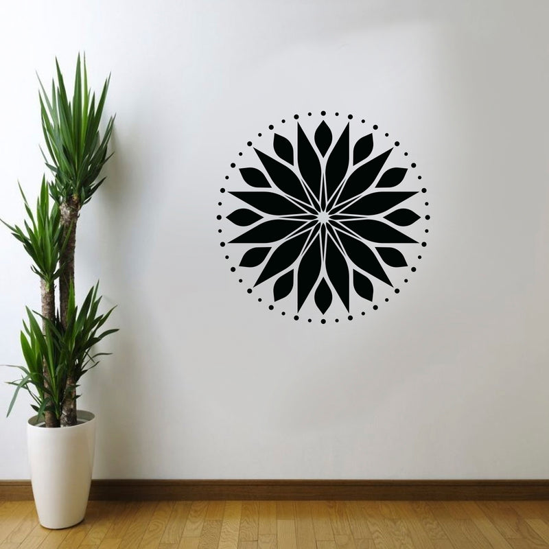 Vinyl Wall Art Decal - Circle Mandala - Adhesive Vinyl Sticker Decals - Home Apartment Workplace Decor - Yoga Studio Namaste Meditation Mandala Bohemian Flower