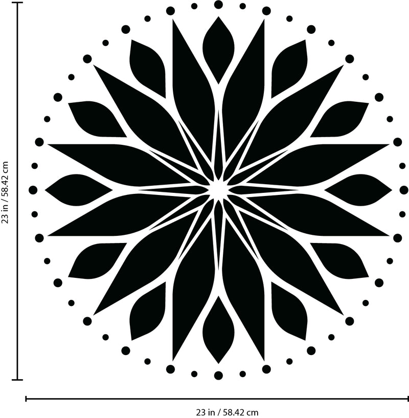 Vinyl Wall Art Decal - Circle Mandala - 23" x 23" - Adhesive Vinyl Sticker Decals - Home Apartment Workplace Decor - Yoga Studio Namaste Meditation Mandala Bohemian Flower (23" x 23"; Black) Black 23" x 23" 3