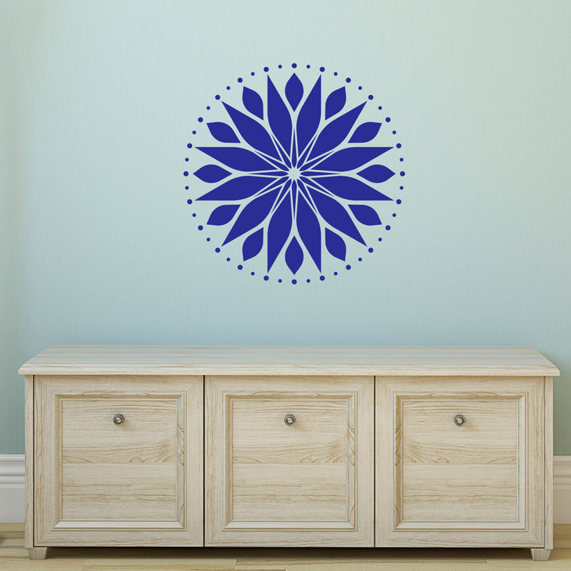 Vinyl Wall Art Decal - Circle Mandala - 23" x 23" - Adhesive Vinyl Sticker Decals - Home Apartment Workplace Decor - Yoga Studio Namaste Meditation Mandala Bohemian Flower (23" x 23"; Blue) Blue 23" x 23"