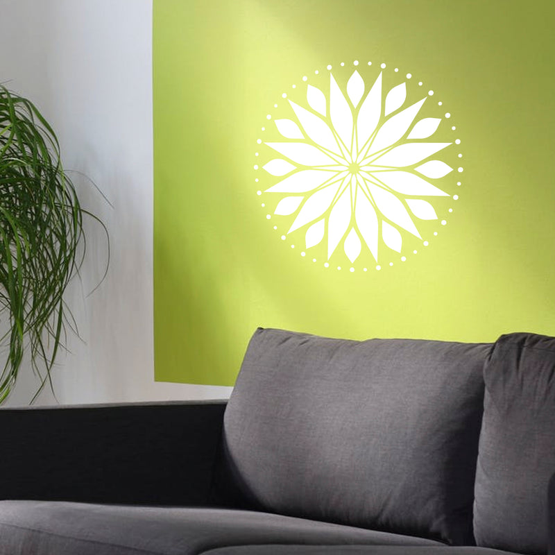 Vinyl Wall Art Decal - Circle Mandala - 23" x 23" - Adhesive Vinyl Sticker Decals - Home Apartment Workplace Decor - Yoga Studio Namaste Meditation Mandala Bohemian Flower (23" x 23"; White) White 23" x 23" 2