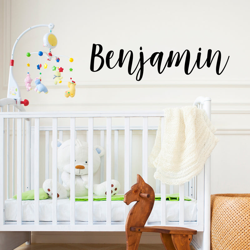 Boys Custom Name Vinyl Wall Art Sticker Decal - 'BENJAMIN' Custom Cursive Name - Little Boys Bedroom Vinyl Wall Decals - Cute Wall Art Decals for Baby Boy Nursery Room Decor   2