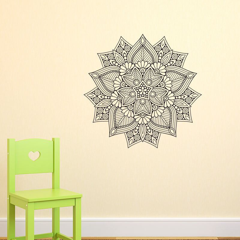 Vinyl Wall Art Decal - Hindu Mandala - Home Decor Apartment Workplace - Yoga Studio Namaste Meditation Mandala Bohemian Flower (22" x 23"; Blue)   2