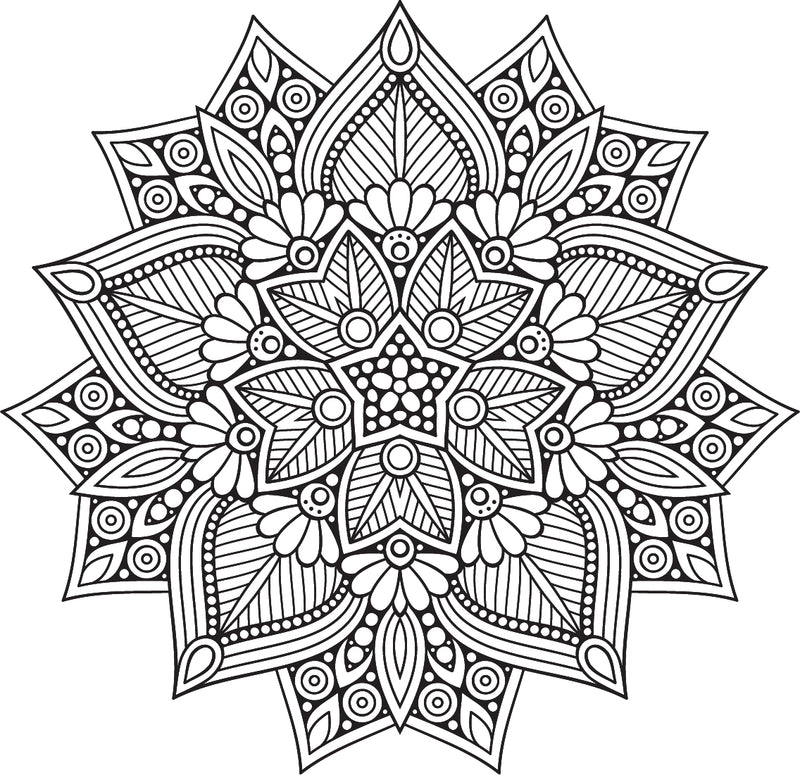 Vinyl Wall Art Decal - Hindu Mandala - 22" x 23" - Home Decor Apartment Workplace - Yoga Studio Namaste Meditation Mandala Bohemian Flower (22" x 23"; Black) Black 23" x 23" 4