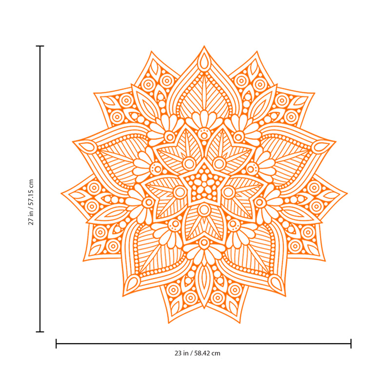 Vinyl Wall Art Decal - Hindu Mandala - 22" x 23" - Home Decor Apartment Workplace - Yoga Studio Namaste Meditation Mandala Bohemian Flower (22" x 23"; Orange) Orange 23" x 23" 3