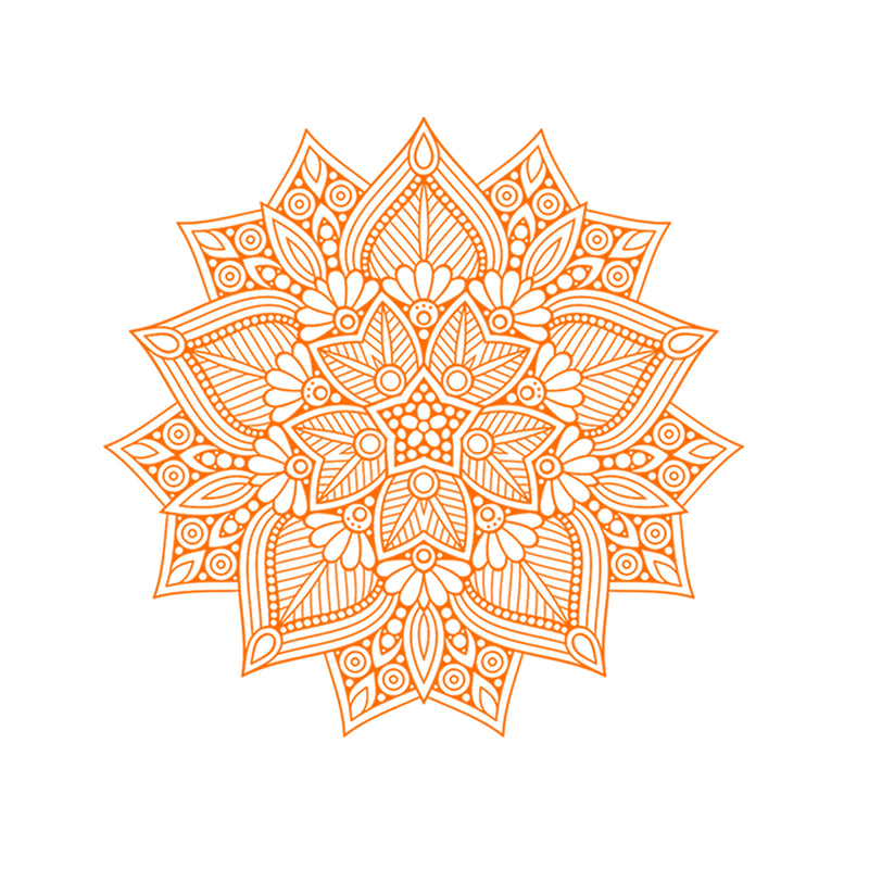 Vinyl Wall Art Decal - Hindu Mandala - 22" x 23" - Home Decor Apartment Workplace - Yoga Studio Namaste Meditation Mandala Bohemian Flower (22" x 23"; Orange) Orange 23" x 23" 4