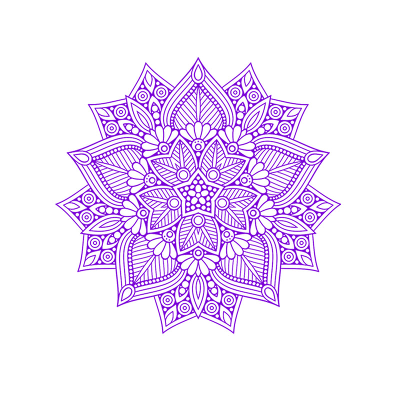 Vinyl Wall Art Decal - Hindu Mandala - 22" x 23" - Home Decor Apartment Workplace - Yoga Studio Namaste Meditation Mandala Bohemian Flower (22" x 23"; Purple) Purple 23" x 23" 4