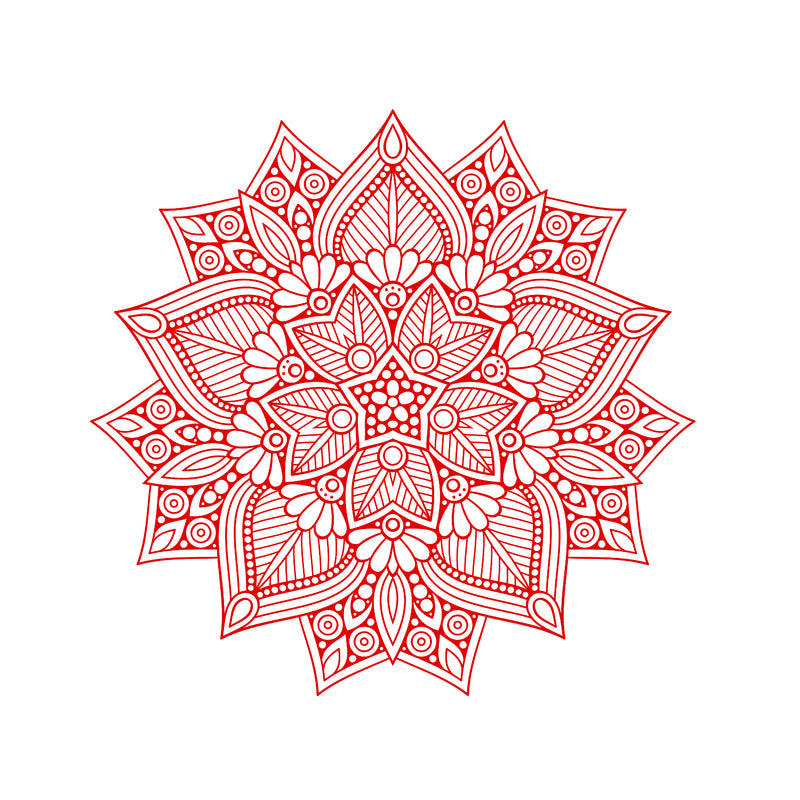 Vinyl Wall Art Decal - Hindu Mandala - 22" x 23" - Home Decor Apartment Workplace - Yoga Studio Namaste Meditation Mandala Bohemian Flower (22" x 23"; Red) Red 23" x 23" 4