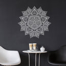 Vinyl Wall Art Decal - Hindu Mandala - 22" x 23" - Home Decor Apartment Workplace - Yoga Studio Namaste Meditation Mandala Bohemian Flower (22" x 23"; White) White 23" x 23"