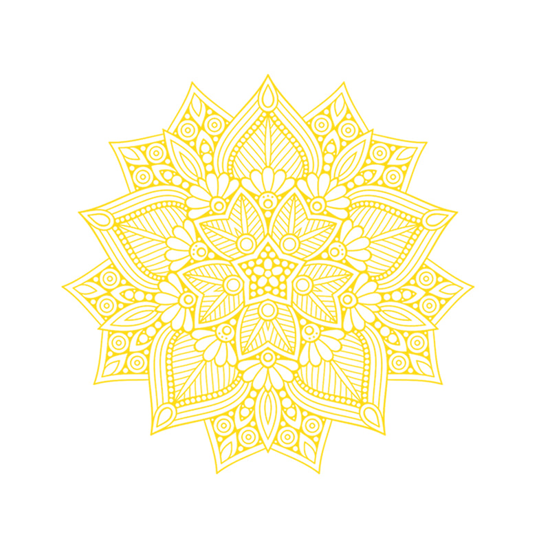 Vinyl Wall Art Decal - Hindu Mandala - 22" x 23" - Home Decor Apartment Workplace - Yoga Studio Namaste Meditation Mandala Bohemian Flower (22" x 23"; Yellow) Yellow 23" x 23" 4