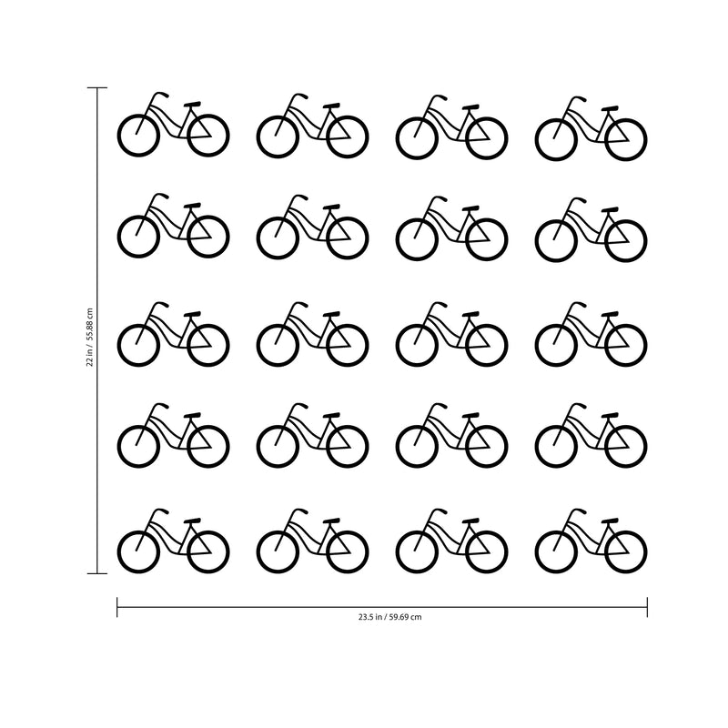 Set of 20 Vinyl Wall Art Decal - Bicycle Patterns - Each - Stencil Adhesive Vinyl for Home Apartment Workplace Use - Cool Simple Shapes for Living Room Bedroom Decor   3