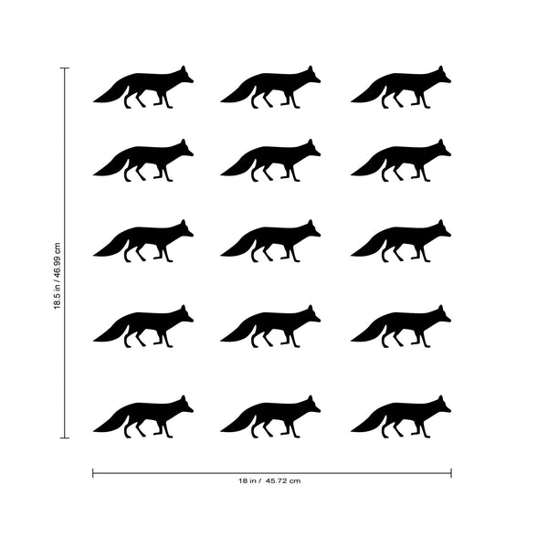 Set of 15 Vinyl Wall Art Decal - Fox Patterns - 2.Each - Stencil Adhesive Vinyl for Home Apartment Workplace Use - Cool Simple Shapes for Living Room Bedroom Decor (2.Each; Black)