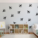 Set of 20 Vinyl Wall Art Decals - Airplanes Patterns - 5" x 5" Each - Cool Adhesive Sticker Shapes For Kids Toddlers Teens Bedroom Playroom Living Room Home Apartment Decorations (5" x 5" each; Black) Black 5" x 5" each 2