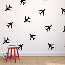 Set of 20 Vinyl Wall Art Decals - Airplanes Patterns - 5" x 5" Each - Cool Adhesive Sticker Shapes For Kids Toddlers Teens Bedroom Playroom Living Room Home Apartment Decorations (5" x 5" each; Black) Black 5" x 5" each 3