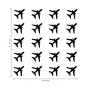 Set of 20 Vinyl Wall Art Decals - Airplanes Patterns - 5" x 5" Each - Cool Adhesive Sticker Shapes For Kids Toddlers Teens Bedroom Playroom Living Room Home Apartment Decorations (5" x 5" each; Black) Black 5" x 5" each 4