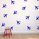 Set of 20 Vinyl Wall Art Decals - Airplanes Patterns - 5" x 5" Each - Stencil Adhesive Vinyl for Home Apartment Use - Cool Simple Shapes for Living Room Bedroom Decorations (5" x 5" Each; Blue) Blue 5" x 5" each 2